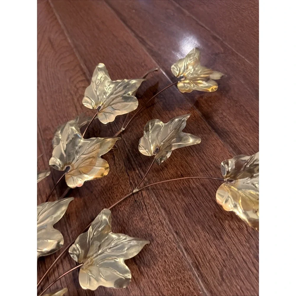 Vintage Brass HOMCO Home Interior Leaf Leaves Swag Wall Decor Hanging Set Of 2